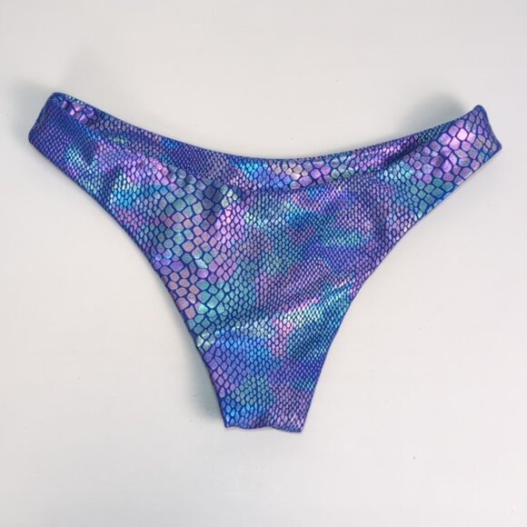 3/$20 Shein Metallic Snakeskin Print Bikini Bottoms Shiny Mermaid Rave Costume - Picture 4 of 6